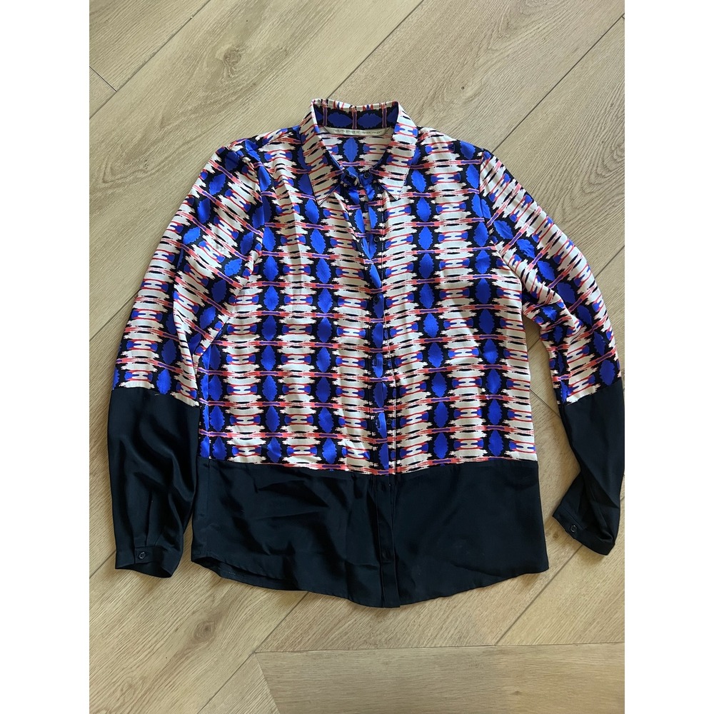 Silk Printed Blouse Twelfth Street by‎ Cynthia Vincent Button Down Top